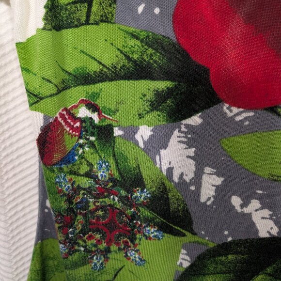 San Francisco Lightweight Knit Floral Print Top Cowl Neck Sleeve Ties Medium - Picture 8 of 12